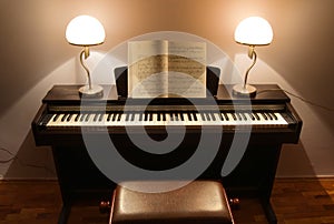 Digital piano ready to be played