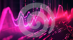 Digital pink data visualization chart concept