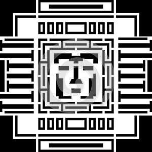 Digital pixel cyber avatar icon. Computer technology, security, hacking. Black and white face person. Vector