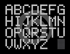 Digital pixel font design. alphabet font set. vector stock.