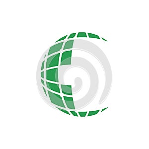 Digital Pixel Globe Logo Design Template in green color