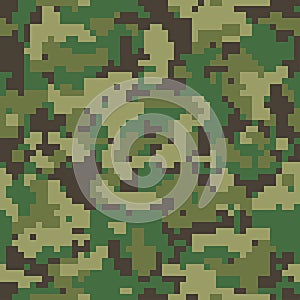 Digital pixel green camouflage seamless pattern for your design. Army background. Vector texture