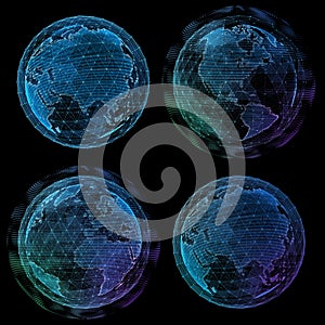 Digital planet design of a global network. 3d illustration