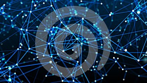 Digital plexus of glowing lines and dots. Abstract background. Connection of particles. 3D rendering