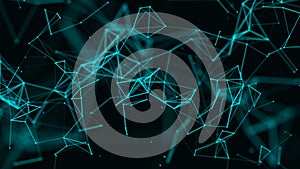 Digital plexus of glowing lines and dots. Abstract background. 3D rendering