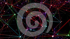 Digital plexus of glowing lines and dots. Abstract background. 3D rendering. Network or connection. 3d rendering