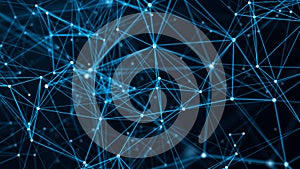 Digital plexus of glowing lines and dots. Abstract background. 3D rendering. Network or connection. 3d rendering