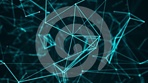 Digital plexus of glowing lines and dots. Abstract background. 3D rendering. Network or connection. 3d rendering