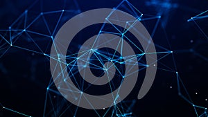 Digital plexus of glowing lines and dots. Abstract background. 3D rendering. Network or connection. 3d rendering