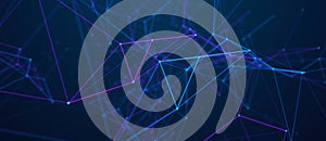 Digital plexus of glowing lines and dots. Abstract background. 3D rendering. Network or connection. 3d rendering.