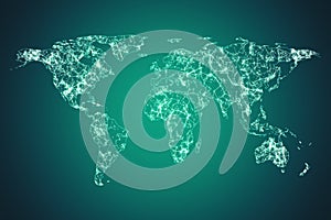 Digital polygonal map on green background