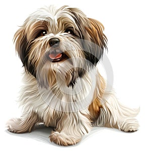 Adorable Shih Tzu Puppy Sitting, Posing for Photo photo