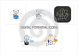 Digital potential icons set