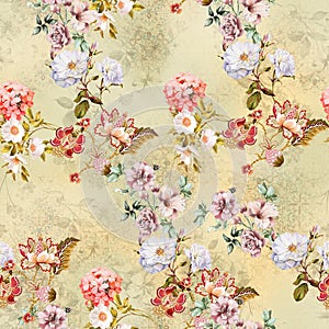 Digital print flower pattern design