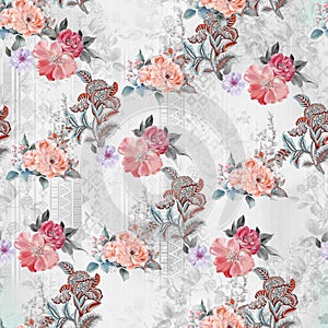 Digital print flower pattern design