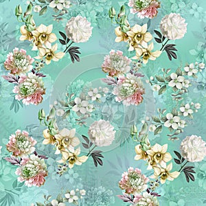 Digital print flower pattern design