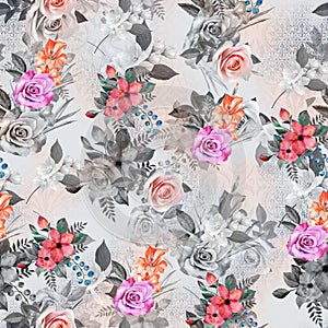 Digital print flower pattern design