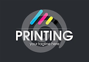 Digital print logo design template. Typography modern sign. Polygraphy and print factory. Express press and photocopy studio