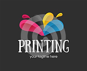 Digital print logo design template. Typography modern sign. Polygraphy and print factory. Express press and photocopy studio