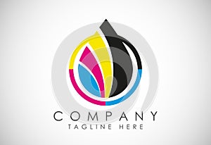 Digital printing logo design template. Logo for print shop polygraph and print factory.