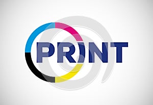 Digital printing logo design template. Logo for print shop polygraph and print factory.