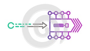 Digital Process Arrow, Data Transformation Icon, vector design Generative AI