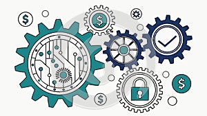 Digital Process Automation, Gear System with Bell Icon, vector design Generative AI