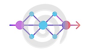 Digital Process Flow, Interconnected Data Nodes, vector design Generative AI