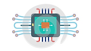 Digital Processor: Advanced Circuitry Data Processing, vector design Generative AI