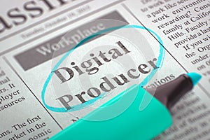 Digital Producer Wanted. 3D.