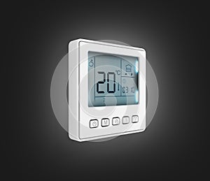 Digital programmable thermostat isolated on black gradient background 3d render