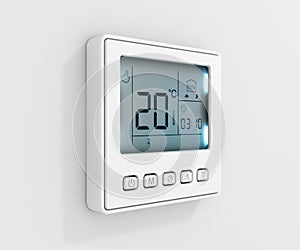 Digital programmable thermostat isolated on white background 3d render