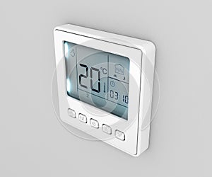 Digital programmable thermostat isolated on white background 3d render