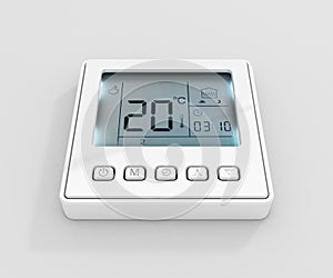 Digital programmable thermostat isolated on white background 3d render