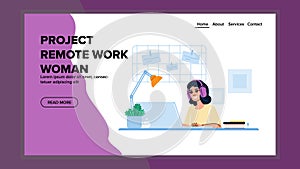 digital project remote work woman vector