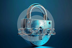 Digital protection Padlock on blue backdrop signifies cyber security measures