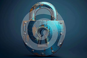 Digital protection Padlock on blue backdrop signifies cyber security measures