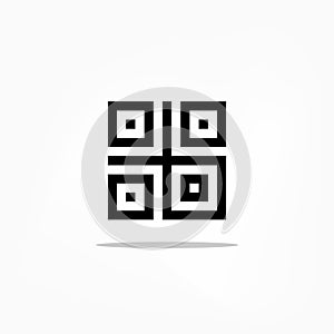 Digital qr bar code icon isolated on white background