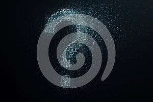 Digital question mark made of pixels