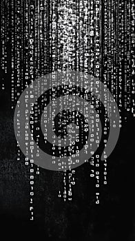 Digital Rain With Binary Code Cascading Over a Dark Background