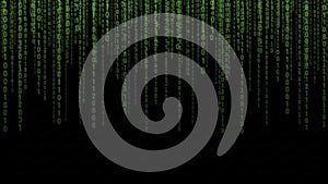 Digital rain matrix code background with falling green characters
