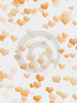 Digital rainbow orange hearts overlapping