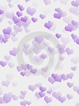 Digital rainbow purple hearts overlapping