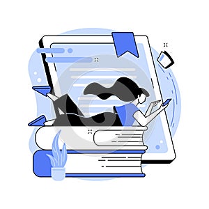 Digital reading abstract concept vector illustration.