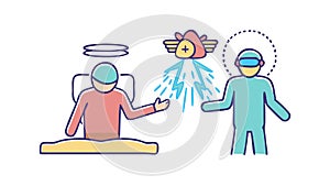 Digital Reality Experience. Immersive Tech Interaction, vector design Generative AI