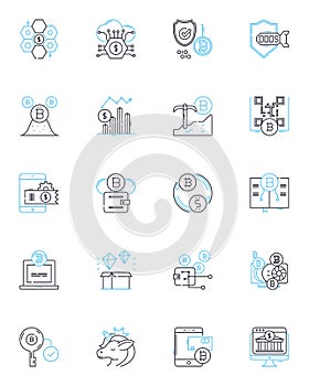 Digital reality linear icons set. Immersion, Haptic, Simulation, Cyber, Virtual, Augmented, Interface line vector and photo