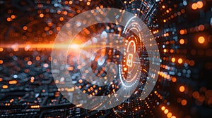 Digital realm secured by cyber lock.