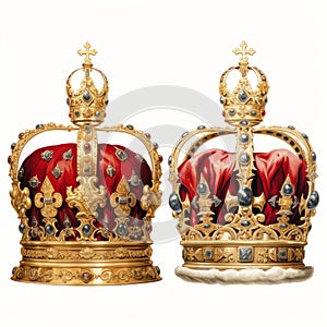 Digital Renaissance: Queen Elizabeth And King George Crowns In Swiss Realism photo