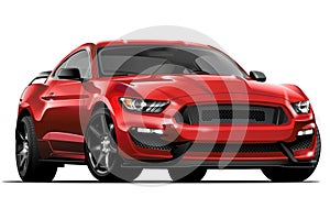 Digital render of a red luxury car isolated on a white background