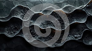 A digital rendering of an abstract hexagonal grid pattern with particles flowing through it, creating the appearance of waves